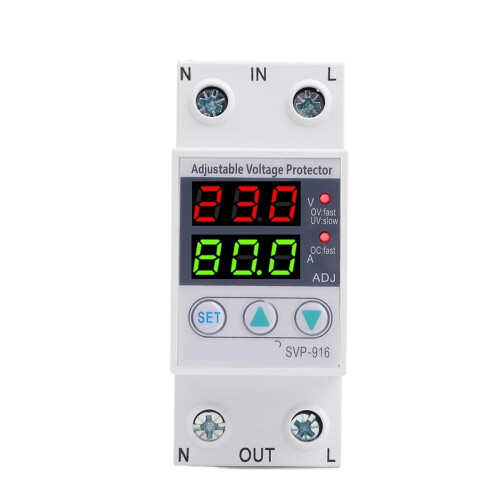 Surge Protection Device 230V 63A LCD Adjustable Voltage Relay with Dual LED Indicators for Home Electrical Panel