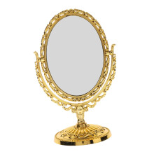 Vintage Oval Vanity Makeup Mirror with Stand, Rotating Magnifying Glass, European Style Design
