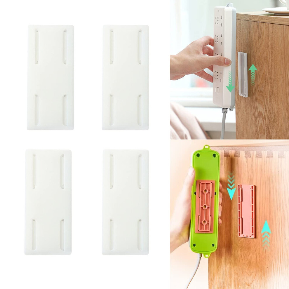 4Pcs Power Strip Holder, Selfadhesive Wall Mounted Socket Organizer For Clutter Cable Management, White 9099447337986