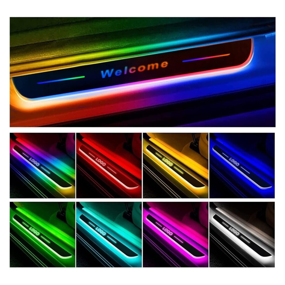 Led Car Door Sill Lights With 8Color Rgb, Wireless Illuminated Sill Plates, Ip67 Waterproof 9113335593626