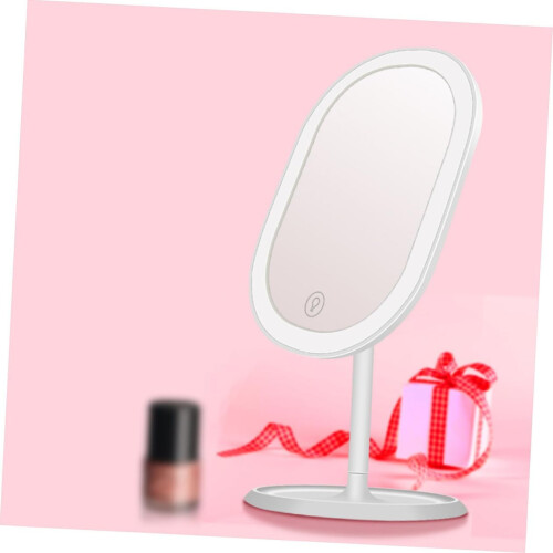 Lighted Makeup Mirror with Touch Sensor, Adjustable Folding Vanity Mirror with LED Lights and Storage Tray, White 2