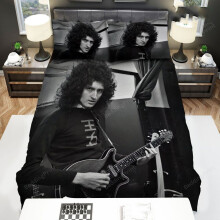 (135CM X 200CM) Brian May Musician Singer Black & White Photo Duvet Cover Bedding Set
