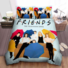 (200CM X 200CM) Friends Characters and Central Park Orange Sofa Artwork Duvet Cover Bedding Set