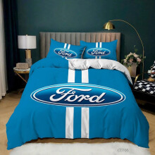 (220CM X 240CM) Ford Friends Lettering Black White Blue Quilt Duvet Cover Set