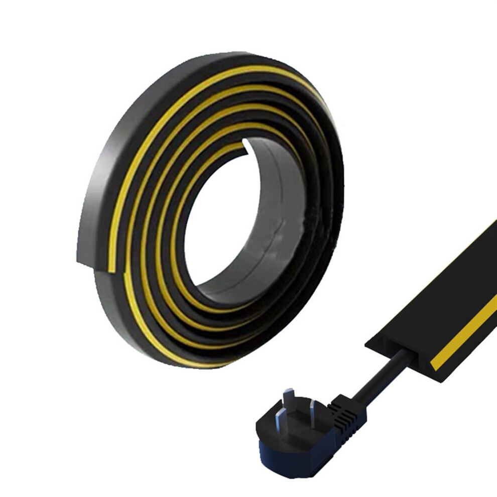 Grey Pvc Cable Raceway 5Cm Wide Cord Cover, 4M Flexible Floor Protector For Hidden Cable Management 9099447338518
