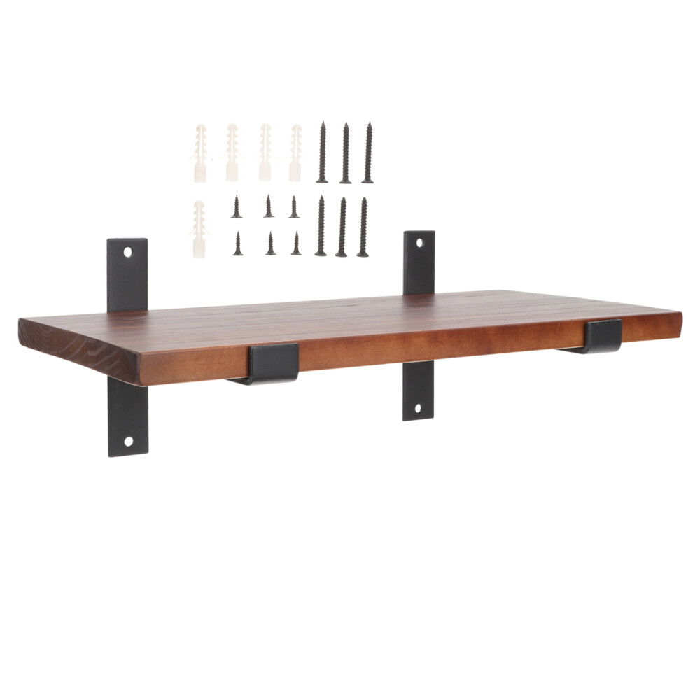 1Set Coffee Wood And Iron Wall Rack Floating Shelf For Storage 3624153501565