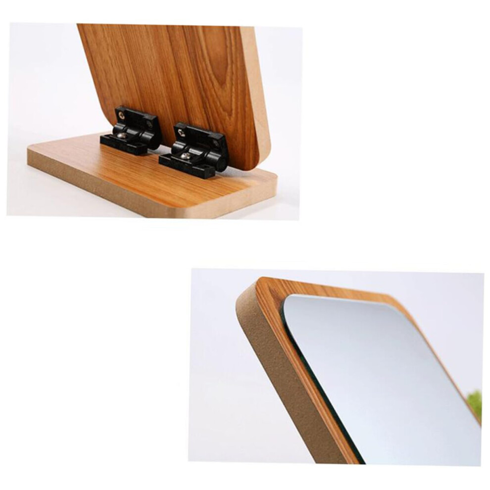 Foldable Wooden Makeup Mirror with Large Surface and Elegant Decorative Pattern for Desktop or Travel