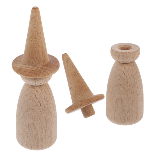 6 Sets Unfertige Holzstiftfiguren Mit Wechselbarem Hut Für 1