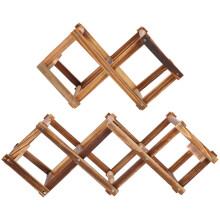 4Pièces Râtelier À Vin Pliable En Bois Marron Pour Stockage
