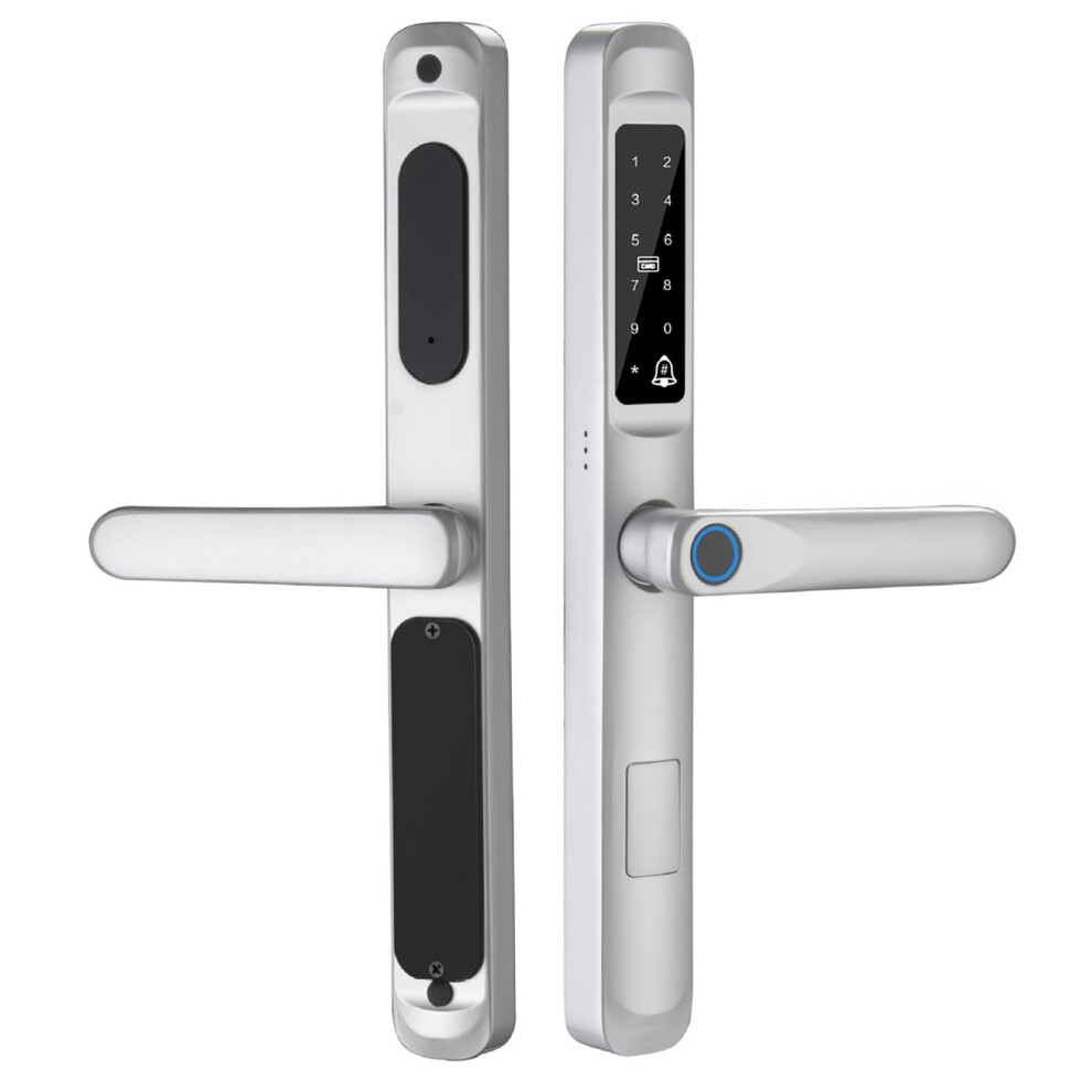 Smart Door Lock With Fingerprint Access, Wifi App Control, Zinc Alloy Keyless Entry For Aluminum Sliding Door Silver 2403585 9044945211535