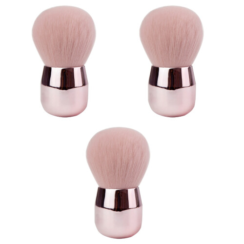 3Pièces Pinceaux Poudre Rose Forme Champignon Outils 2