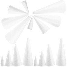 80Pcs White Foam Cone DIY Ornament Material for Christmas Tree Crafts