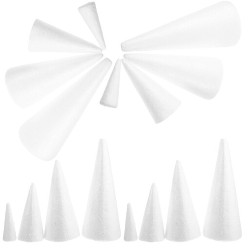 80Pcs White Foam Cone DIY Ornament Material for Christmas Tree Crafts