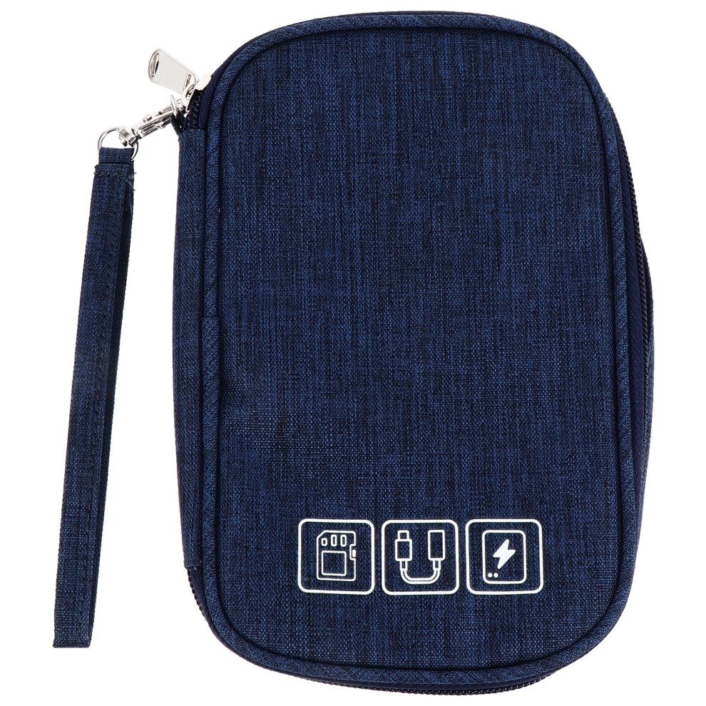 2Pcs Portable Earphone Storage Bag For Usb Cables Chargers Dark/Blue 3623915525238