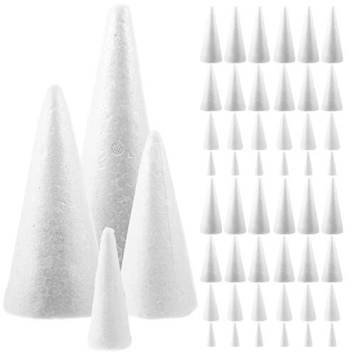 80Pcs White Foam Cone DIY Ornament Material for Christmas Tree Crafts 1