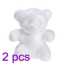 2pcs White Polystyrene Bear Shape For Crafts Diy Valentines Day Gift