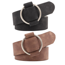 4Pcs Stylish PU Leather Solid Waistbands Round Pin Buckle Women Belts