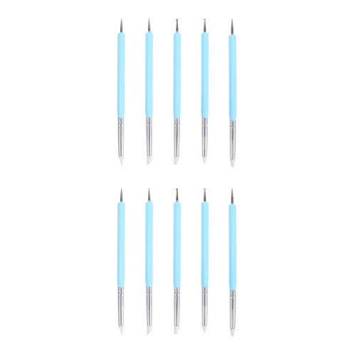 2 Pcs Silicone Dot Needle Pen Brush Nail Art Tools For Brushes Blue 2