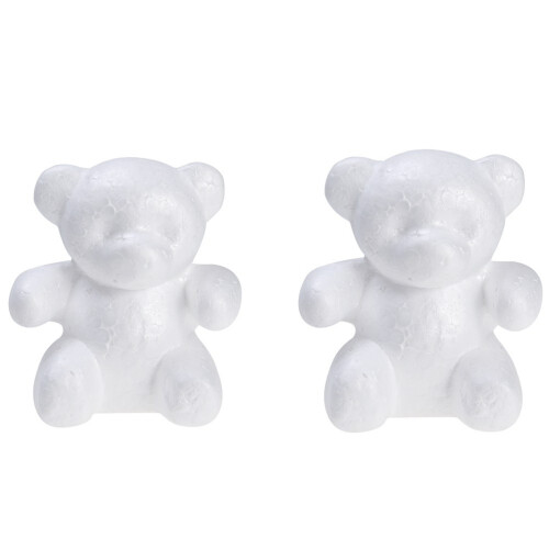 2pcs White Polystyrene Bear Shape For Crafts Diy Valentines Day Gift 1