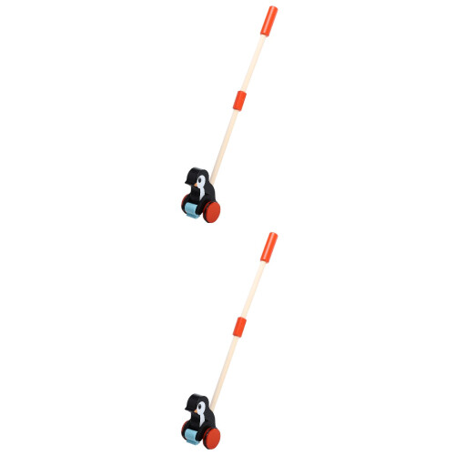 2Pcs Plaything Cart Toddler Walker Black Push and Pull Learning Toy 1