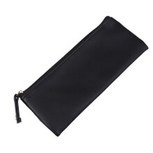 Pu Leather Pencil Bag Stationery Storage Holder Minimalist Black
