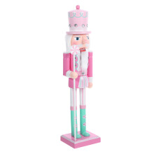 2Pcs Wooden Pink Nutcracker Ornaments for Christmas Party Decor