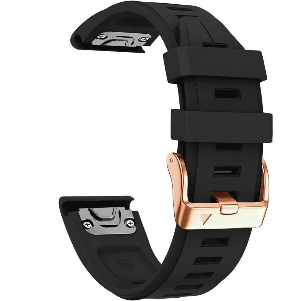 20Mm Quick Fit Silicone Watch Band With Secure Keeper Lock Waterproof For Garmin Fenix 5S Black 9099447339263