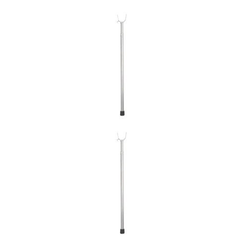 2Pcs Practical Stainless Steel Clothes Reaching Pole for Household Use 2