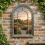 Arched Window Wall Mirror Black-Gold Frame 70x50Cm 1