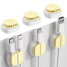 Yellow Cable Organizer Clips 6 Pack, SelfAdhesive Retractable Cable Holder for Desk and Office