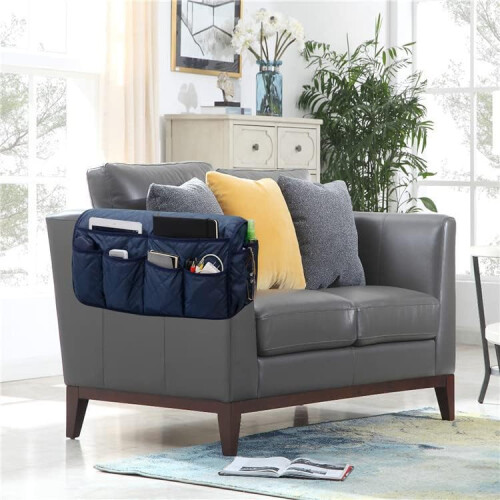 Waterproof Sofa Armrest Organizer with Multiple Pockets for Bedside and Couch Storage – Purple 1