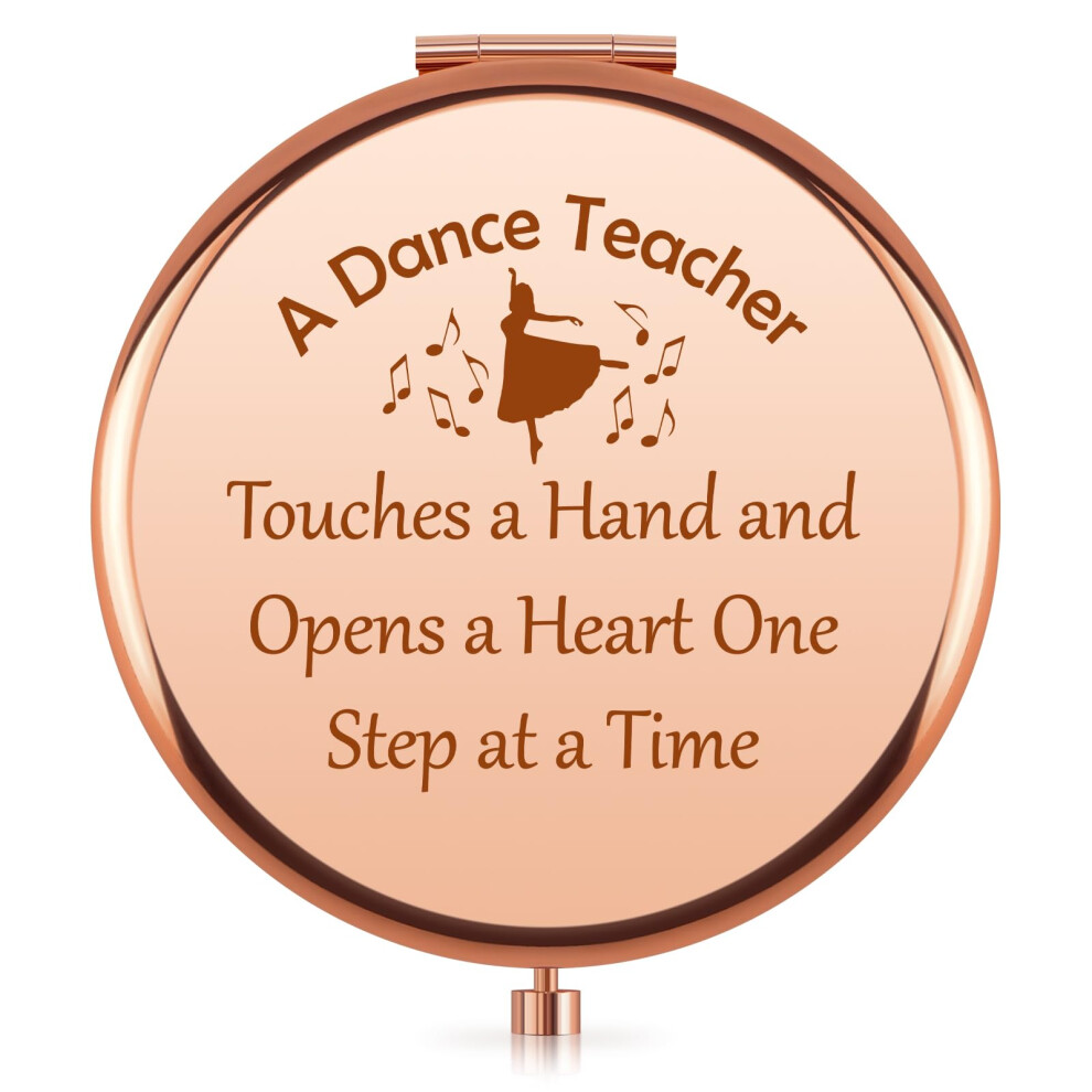 Gold Dance Teacher Gift Rose Compact Makeup Mirror With Engraved Appreciation Message For Women
