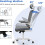 (Grey and White)Swivel Computer Chair with Rocking Function 4