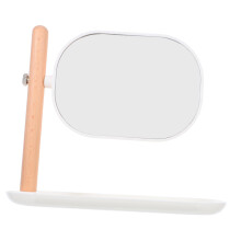 Vintage Oval Vanity Mirror with Tray, Adjustable Angle Makeup Mirror for Bedroom or Dressing Table