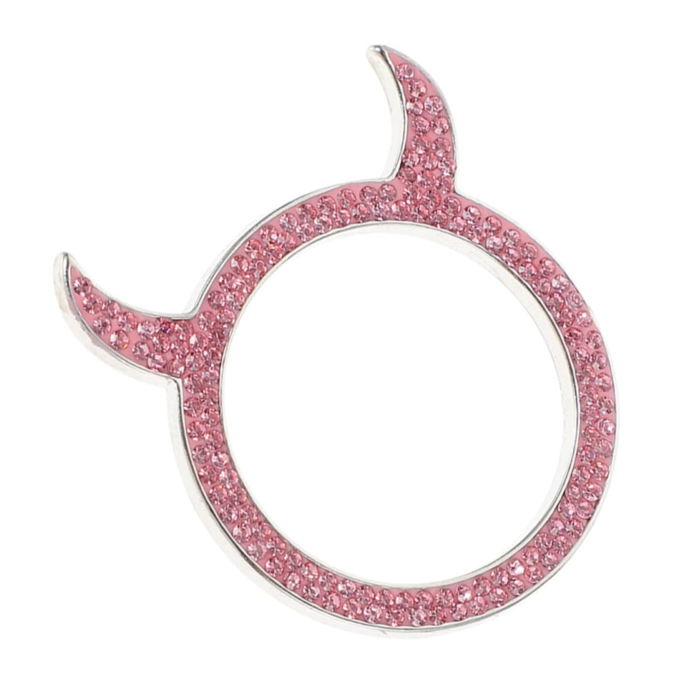 Bling Car Push Start Button Cover With Rhinestone Engine Start Ring, Zinc Alloy Scratch Protection Pink 9044945212129