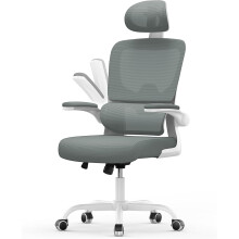 (Grey and White)Swivel Computer Chair with Rocking Function