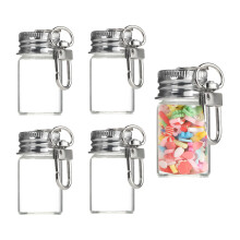 5 Pcs 7ml Clear Mini Glass Bottles with Screw Caps Keychain for DIY Crafts and Wedding Favors