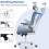(Blue and White)Swivel Computer Chair with Rocking Function 6