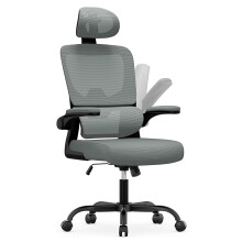 (Grey and Black)Swivel Computer Chair with Rocking Function