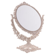 Double Sided Makeup Mirror Vintage Round 360 Rotating Vanity Mirror with Stable Stand for Dressing