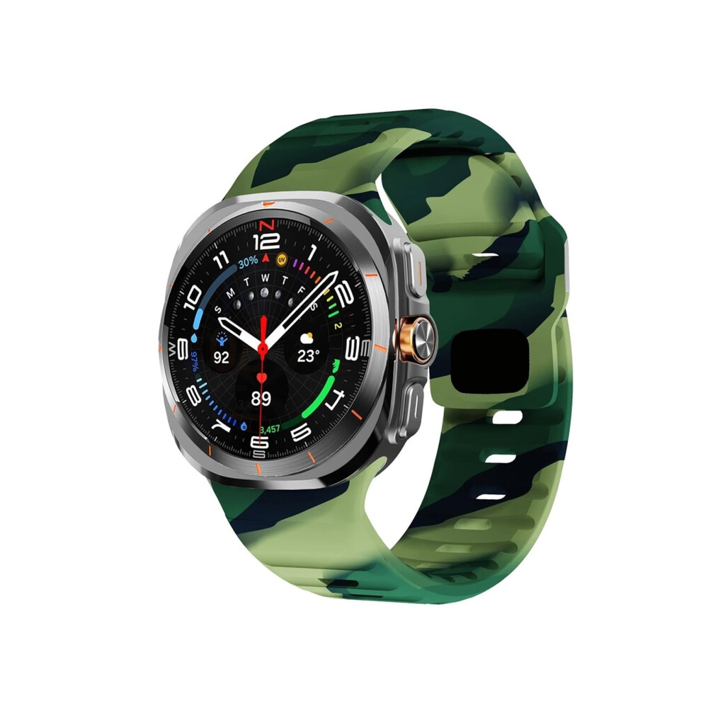 SweatâResistant Silicone Sport Band Army Replacement Strap For Samsung Galaxy Watch 7 Ultra 47Mm Green 9099447340474