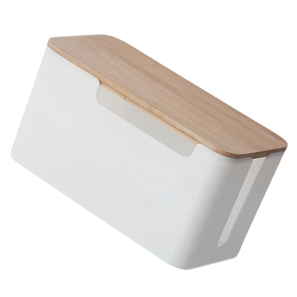 Cable Organizer Box With Detachable Cover For Power Strips, Tangle Cord Management, White 9099447340504