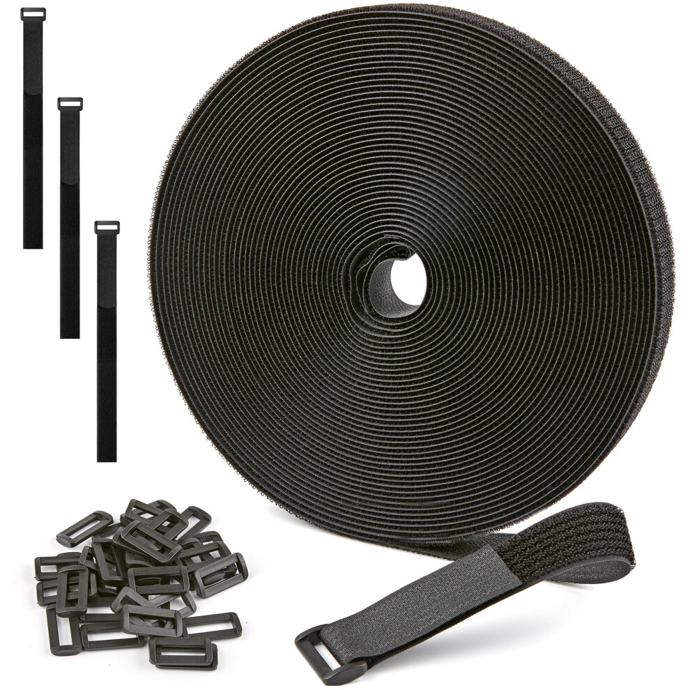 Reusable Cable Ties Roll With 50 Buckles, Cuttolength Nylon Hook And Loop Straps For Organization 9099447341044