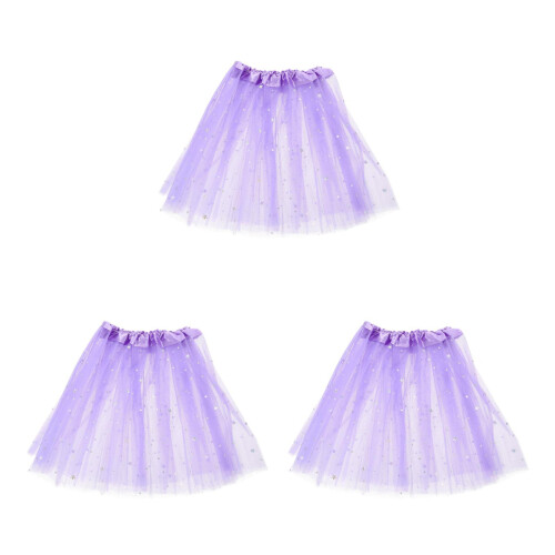 3Pièces Jupe Tutu Tulle Éclatant Design Élégant Violet 2