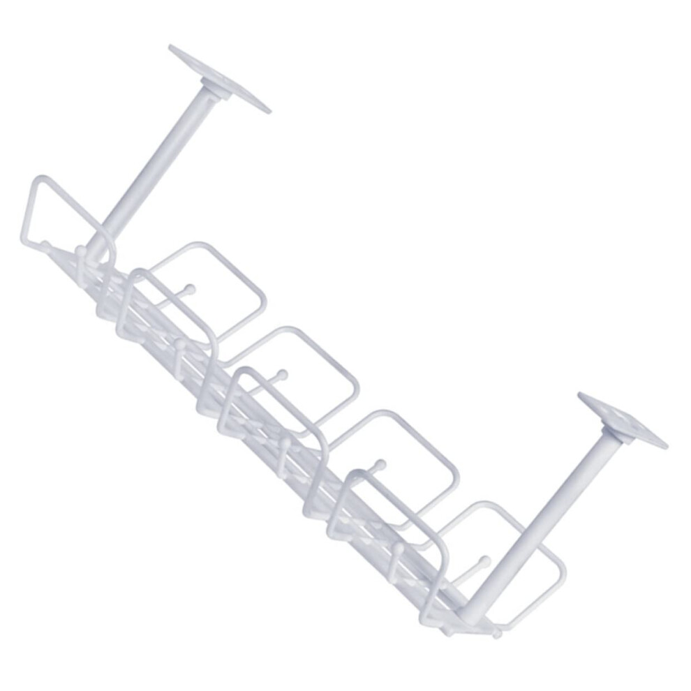 Under Desk Cable Management Rack With Nodrill Installation And Large Storage Capacity In White 9099447341051