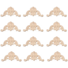 24Pièces Ornements Floraux Sculptés En Bois Beige Pour Décor
