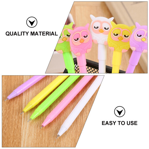 15Pcs Creative Owl Roller Pens Yellow Plastic Silicone Tips Writing 1