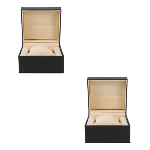 2 Pcs Single Watch Box Jewellery Box Container Case Pu Without Watch 1