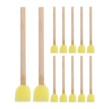 60Pcs Yellow Foam Sponges with Wooden Handles for DIY Painting Art