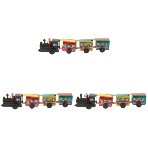 3Pcs Retro Wind-Up Train Toy Assorted Color Tabletop Kids Plaything 1